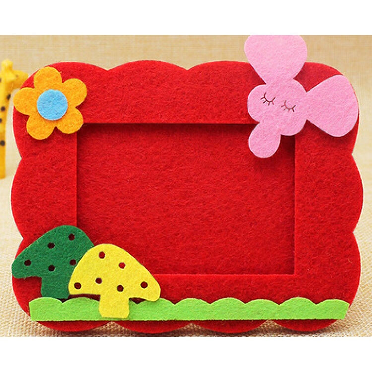 儿童diy手工材料包无纺布相框 幼儿园宝宝手工创意布艺相框贴画 红色