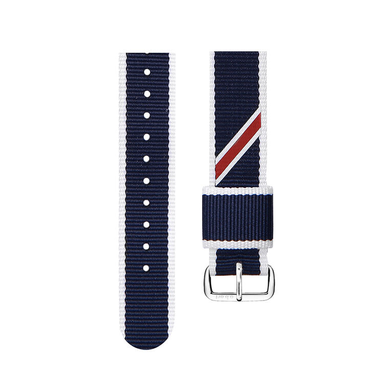 b.art)尼龙表带手表配件 18mm银扣蓝白女款s18-015n