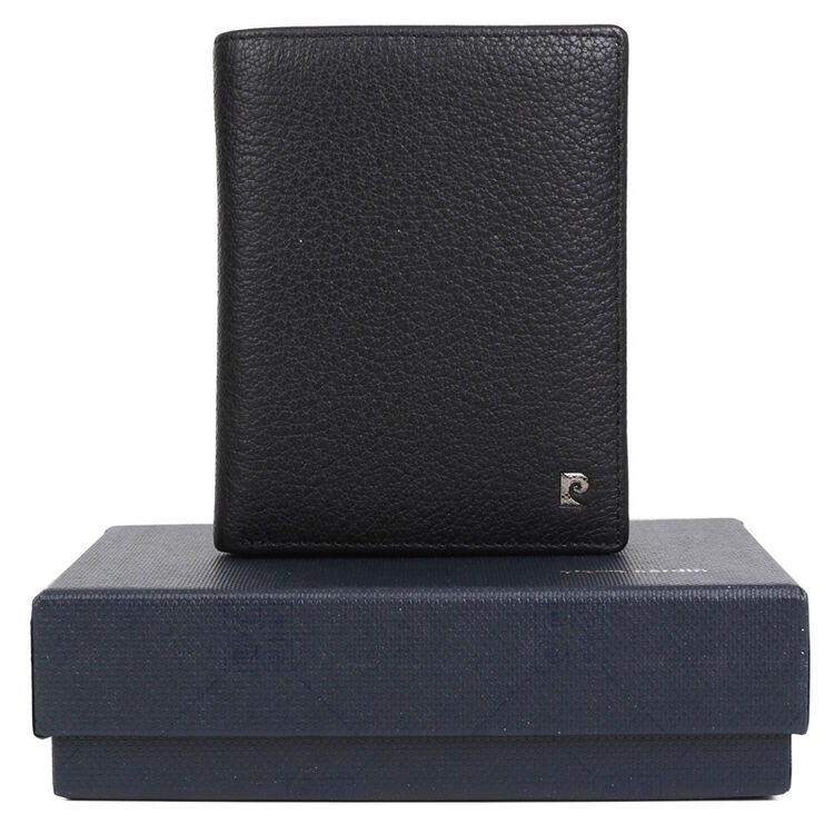 皮尔卡丹pierrecardin男士钱包 商务经典男钱夹头层牛皮竖款三折票夹