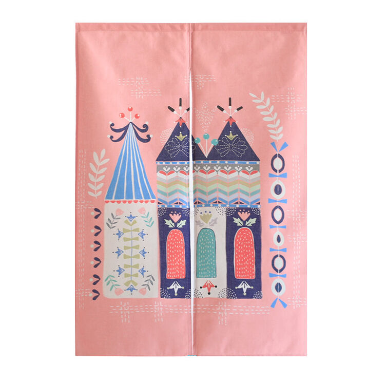 布艺半截门帘半帘隔断帘卧室书房半遮光现代简约装饰家用清新 粉色