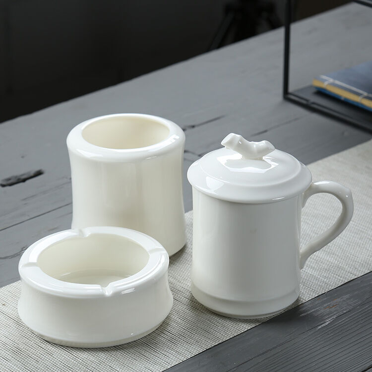 墨器斋(mo qi zhai)陶瓷水杯烟灰缸笔筒办公会议马克杯带盖金镶玉办公