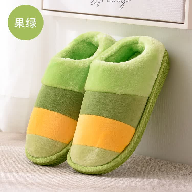 rosafiel棉拖鞋男女款情侣家居加绒保暖棉鞋 草绿色 39