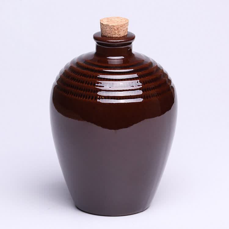 陶瓷酒瓶小酒坛子酒壶家用1斤装仿古泡酒坛古典一斤红釉木塞 瓶 塞