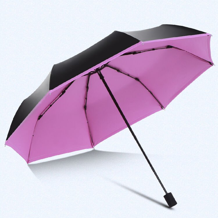 简约时尚小黑伞防紫外线遮阳伞防晒太阳伞折叠晴雨伞男女 5#粉紫