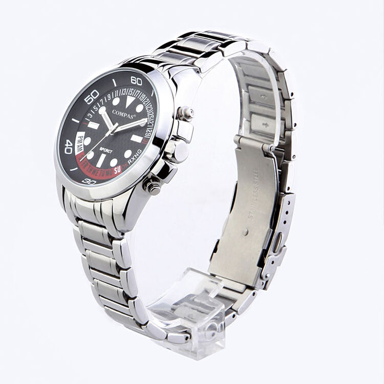 康巴丝(compas)智能电波手表精钢表带夜光男表商务腕表电波表dbmg