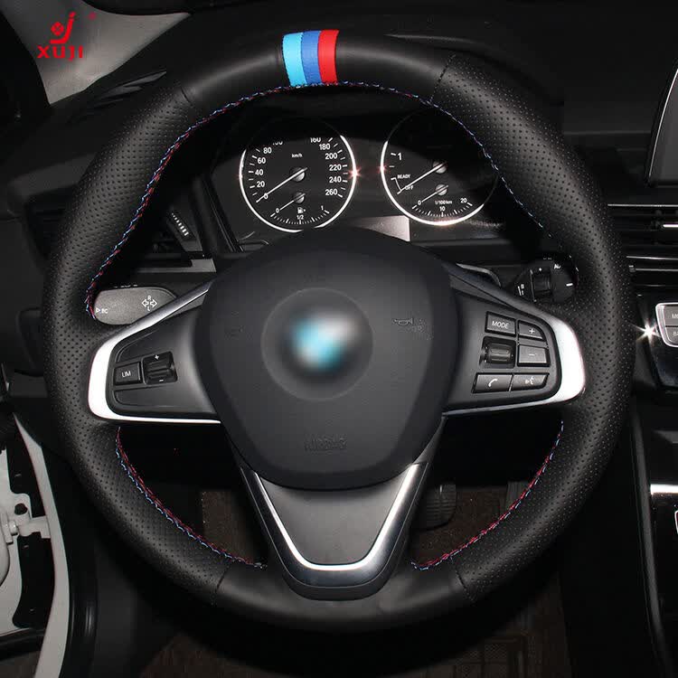 宝马1系118i m3方向盘套2系218i 7系730li 740 x4x6手缝真皮 黑皮侧孔