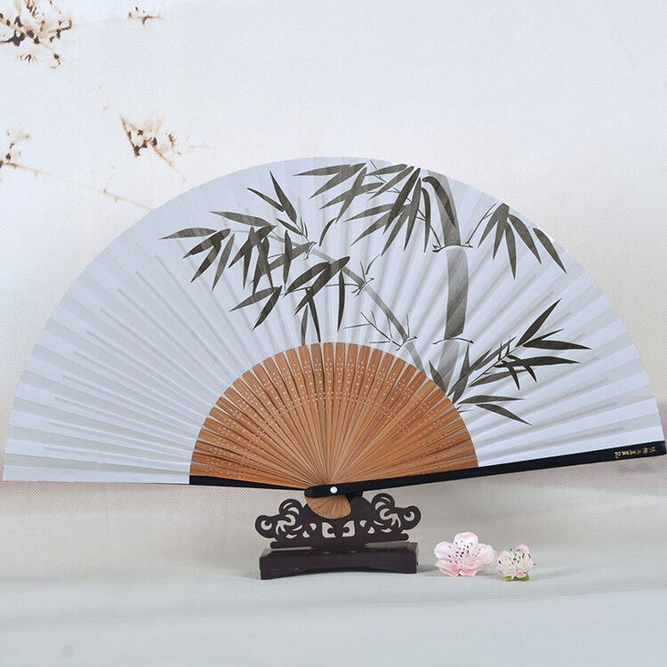 王星记扇子 中国风手绘白纸扇 日式串面香纸扇 工艺礼品女士7寸折扇