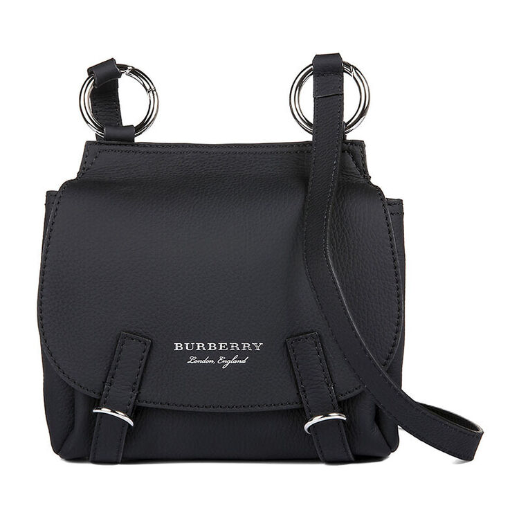 burberry巴宝莉女包 时尚百搭女士牛皮翻盖单肩斜挎包 4055301 黑色