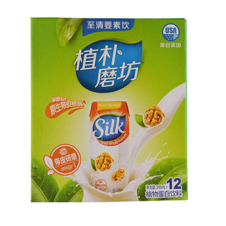 蒙牛6月产植朴磨坊 蒙牛silk核桃豆奶植物早餐奶245ml*12
