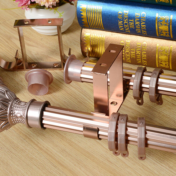 窗帘罗马杆支架环子 玫瑰金 侧装单杆支架