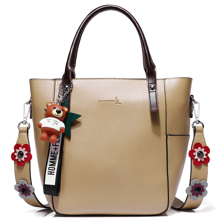 时尚风格袋鼠(bandicoot)女包欧美简约手提单肩包女士休闲花卉水桶包