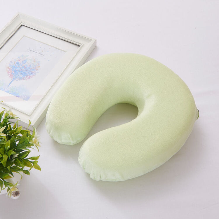 u型记忆枕头慢回弹护颈枕 午睡旅行颈椎保健脖枕 草绿 28*28*8