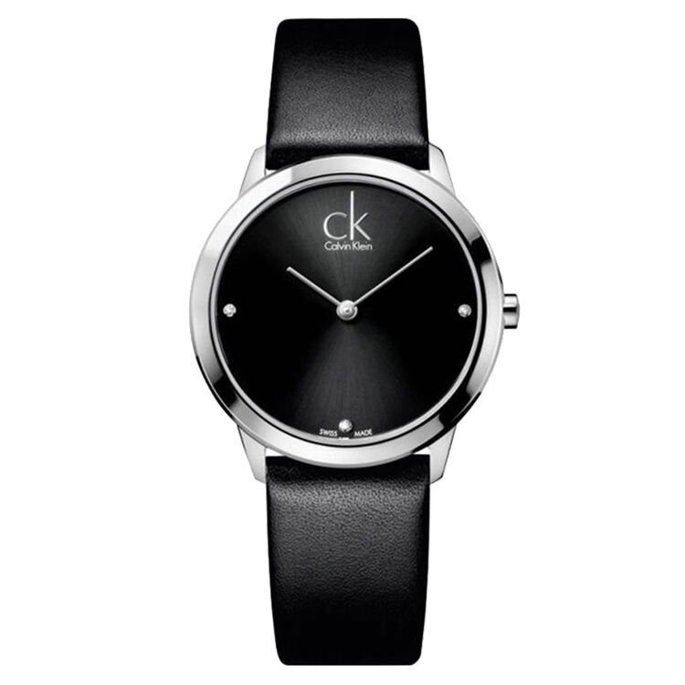 ck卡文克莱(calvinklein)手表minimal系列情侣表中性表黑盘黑色皮带钻