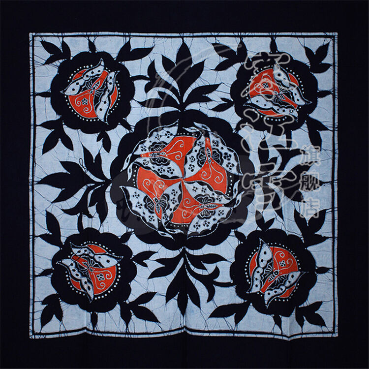 蜡染工艺品蜡染小方巾蜡染桌布台布 石榴蝶花90x90cm【图片 价格 品牌