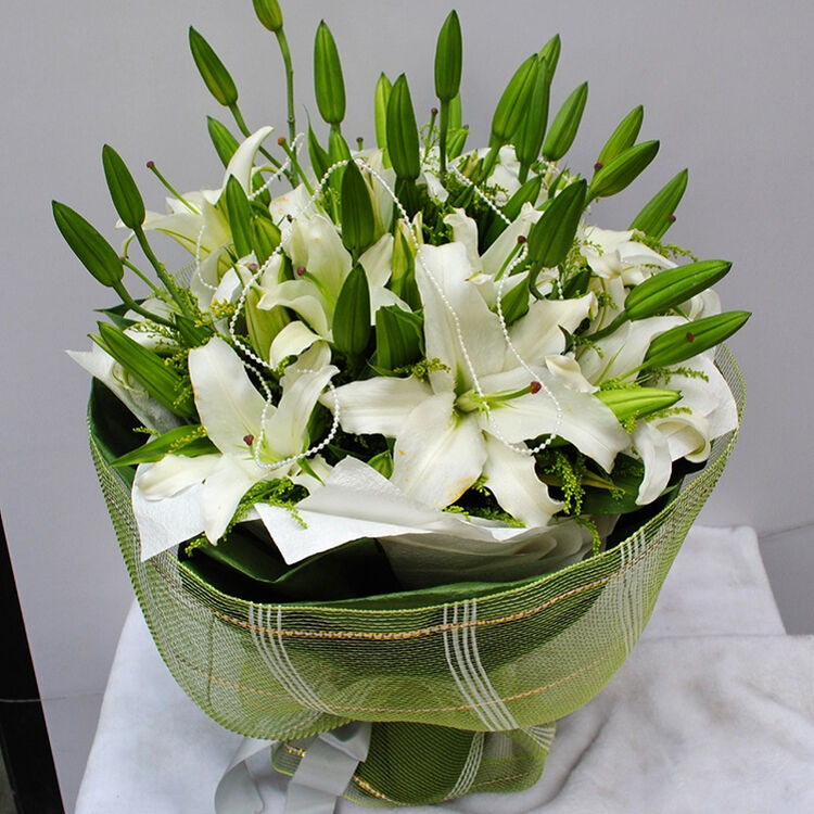 颐花颜鲜花速递同城花店送花 9支多头香水百合花束 綦江潼南铜梁大足