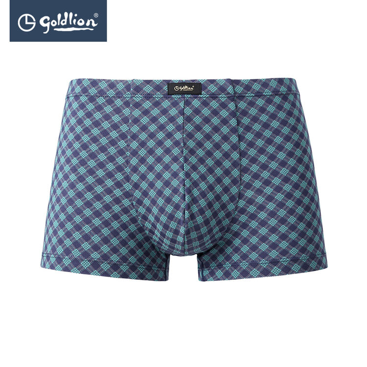 金利来(goldlion)男士透气格纹印花平角内裤 85-宝蓝 xl