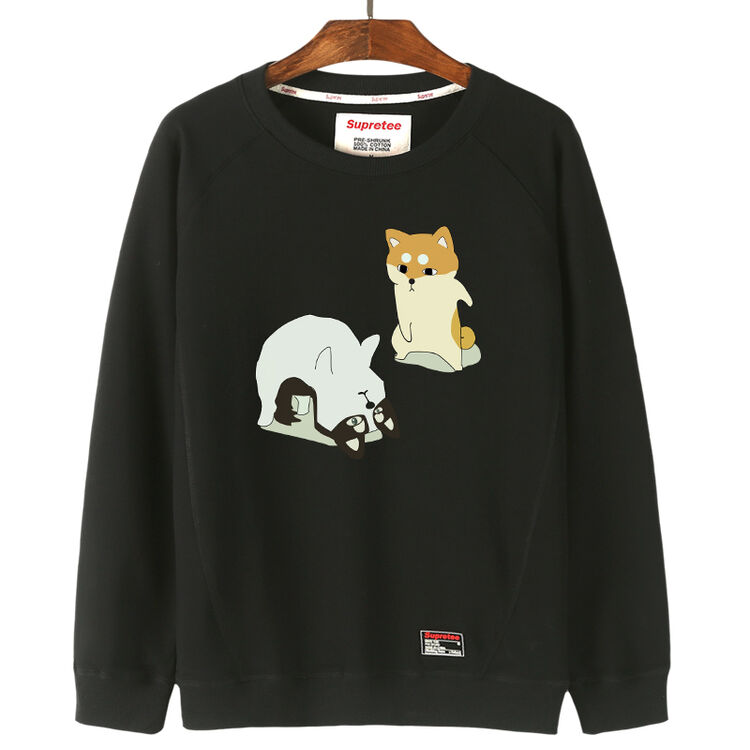 supretee个性恶搞哈士奇神烦狗卫衣男圆领套头秋季韩版潮学生青少年薄