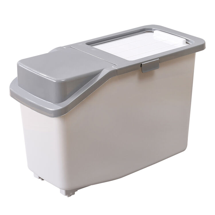 厨房装米桶储米箱20斤家用塑料橱柜密封防潮防虫加厚带盖10 灰色