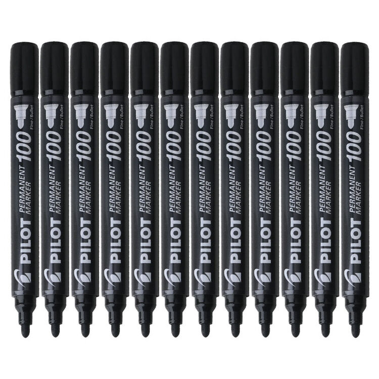 百乐(pilot)油性马克笔记号笔 1mm 黑色 12支装 sca-100-b-chn