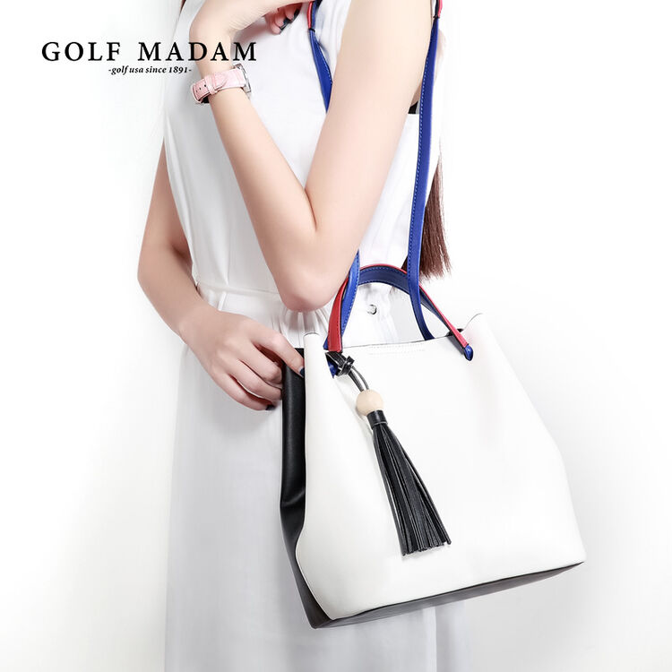 高尔夫golf女包水桶包女士手提包包新款斜挎包大包 黑白