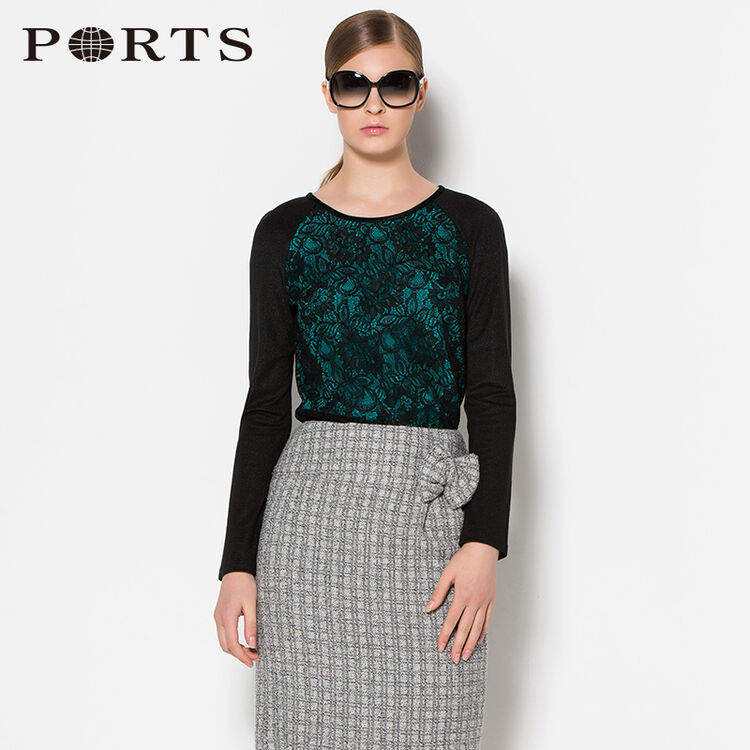 ports宝姿 时尚简约舒适棉质t恤衫 black黑色 m【图片 价格 品牌 评论