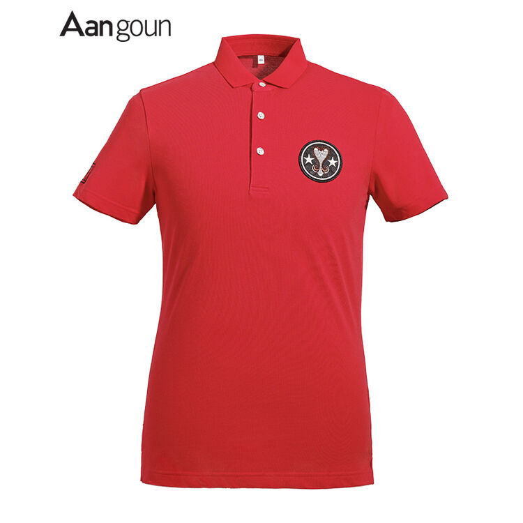 亚狮龙t恤男2018年春夏新款徽章刺绣短袖t恤 polo衫 tx20059 枣红色 m