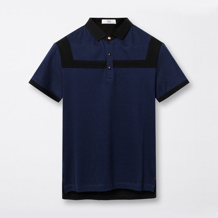 千兮polo杉 青年男士修身短袖休闲polo杉 510111 蓝色 xl