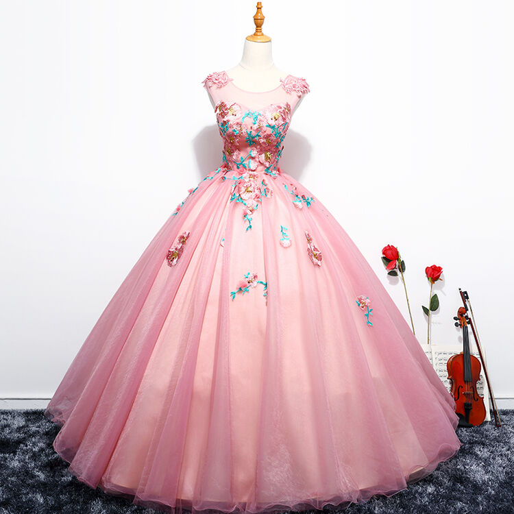 2017新款新娘婚纱礼服豆纱粉蓬蓬裙演出服长款晚礼服年会主持舞台服