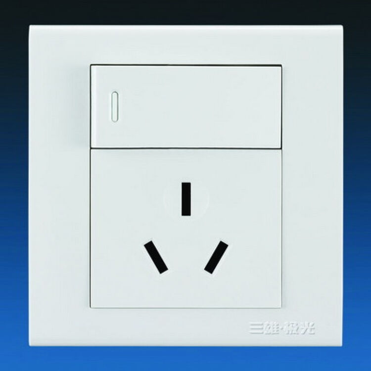 三雄极光开关插座 k6象牙白 16a带大跷板开关三极 三孔 墙壁插座