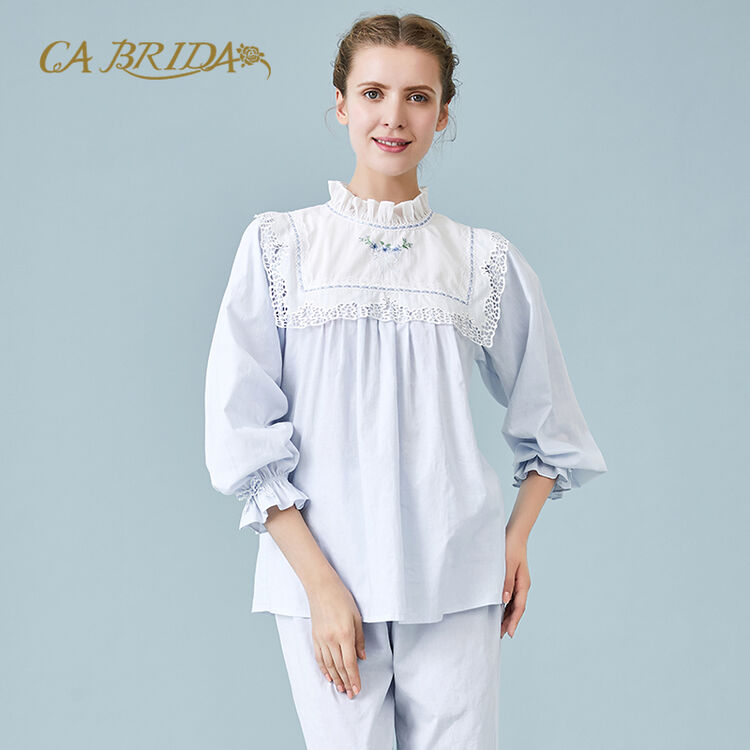 ca brida/嘉德丽亚2017秋冬新复古宫廷立领蓬蓬袖睡衣套装 chw4b902