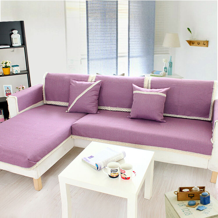 乐唯仕棉麻防滑沙发垫坐垫时尚布艺沙发套简约沙发罩巾 藕荷色 70cm*