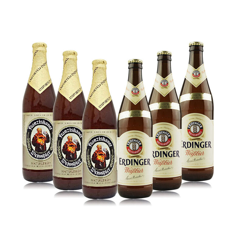 德国啤酒艾丁格 柏龙 教士黑白混搭啤酒500ml*6瓶装 艾丁格白 教士白