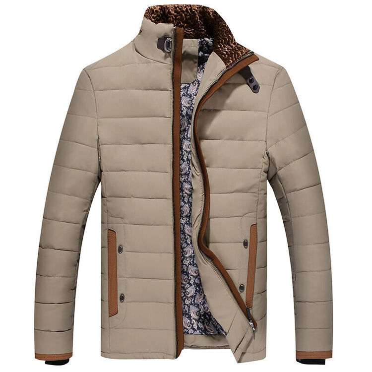 冬装男式羽绒服 休闲中年立领男士羽绒服男 米色 xxxl