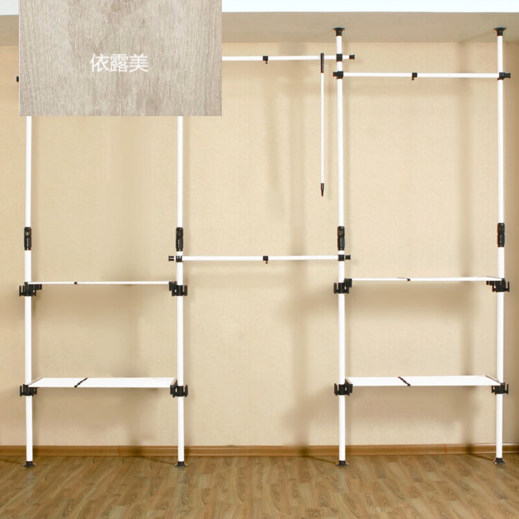 爵尼简易衣柜钢架组装壁柜组合大衣橱diy开放式衣帽间韩式收纳柜 图片