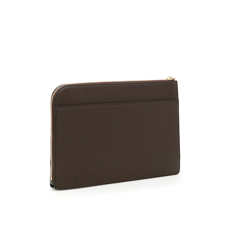 versace /范思哲 17新款男士棕咖啡色牛皮经典美杜莎修饰l型拉链款