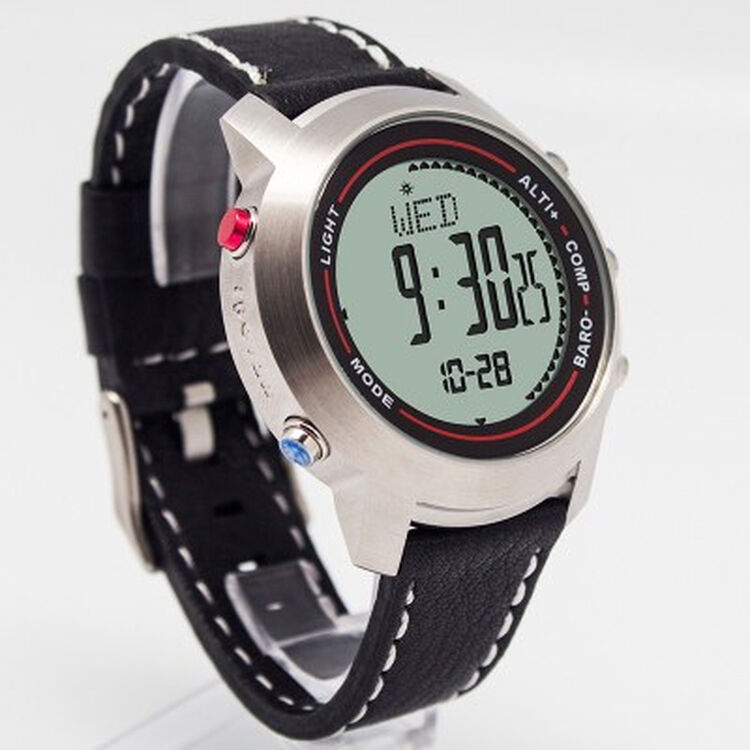 登山海拔高度计指南针温度钓鱼气压户外多功能防水男女手表 银壳白底