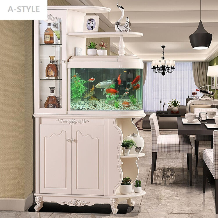 a-style米白色欧式鱼缸隔断屏风门厅玄关柜烤漆鞋柜间厅酒柜 p051图片