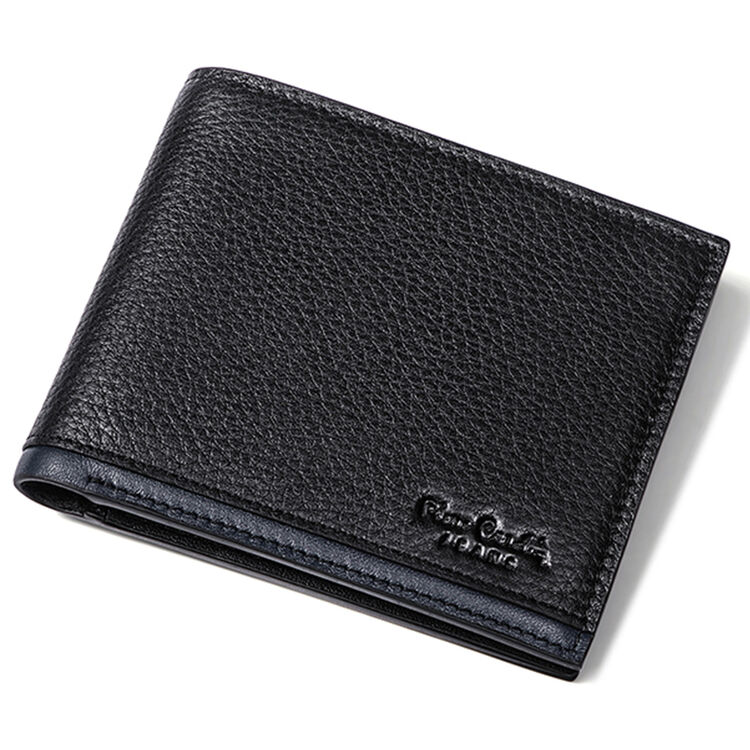 皮尔卡丹(pierre cardin)男士短款钱包 头层牛皮拼接撞色皮夹欧美时尚