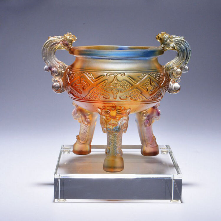 琉璃鼎摆件招财宝鼎 商务办公开业礼品风水玄关办公室桌面工艺礼品