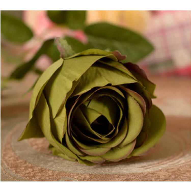 仿真单支宝石玫瑰 假花装饰花人造花 节日礼品 绿色