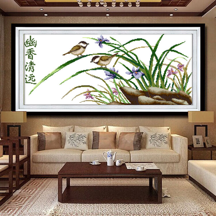 ks 十字绣客厅新款大画顶针暗香疏影幽香清远清风香露花卉小幅现代