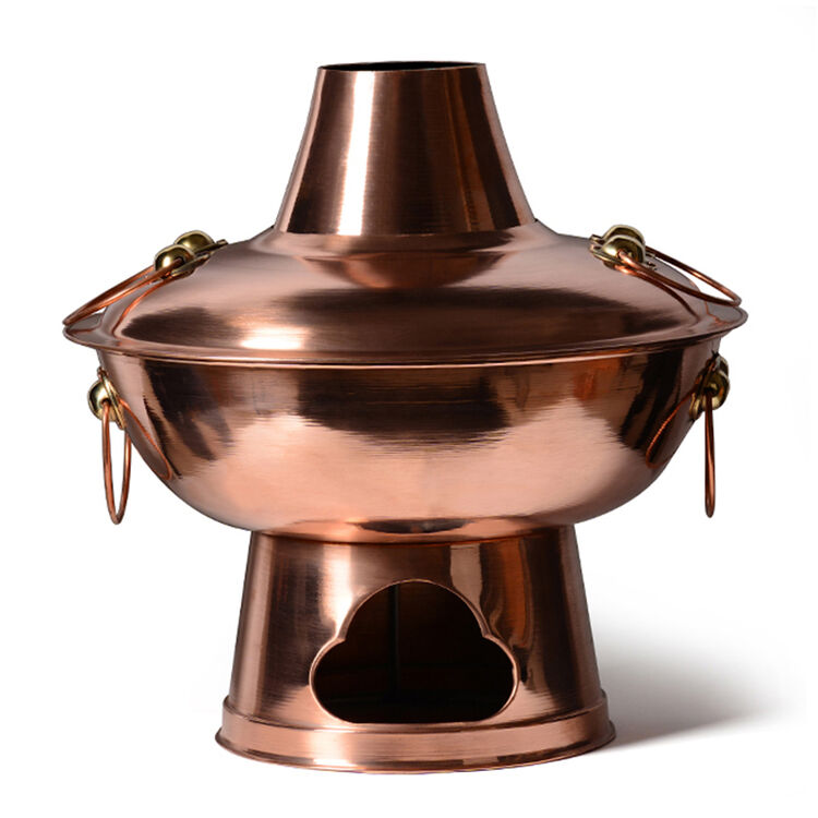 智汇 铜火锅 加厚青铜紫铜老式烧炭涮羊肉碳火锅炉户外家用传统老北京