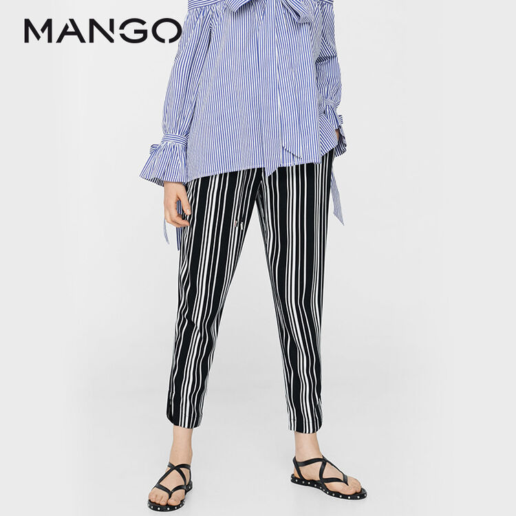 mango女装轻薄裤装13050300 灰白 19/xs