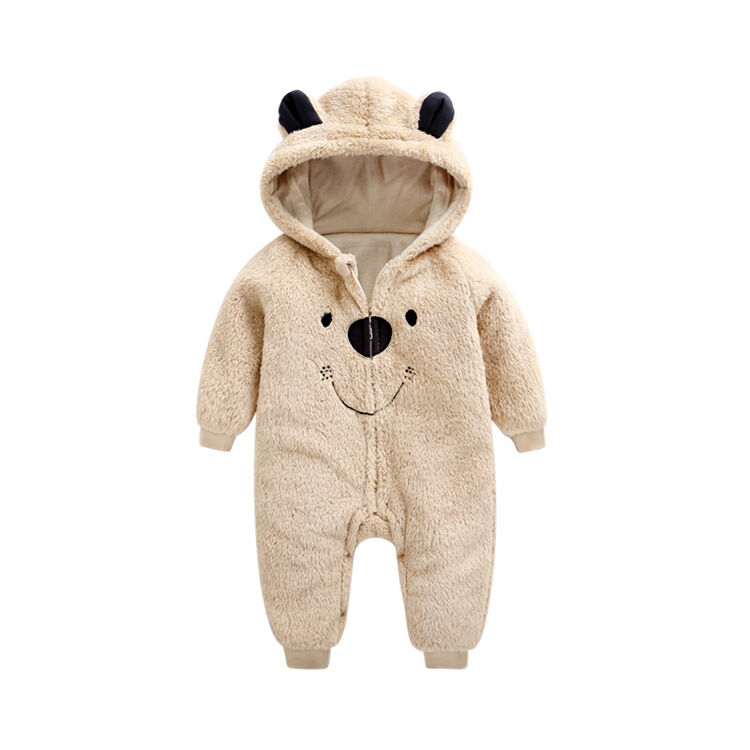 齐齐熊(ciciibear) 秋冬新款婴儿珊瑚绒连体衣男女宝宝保暖哈衣连帽
