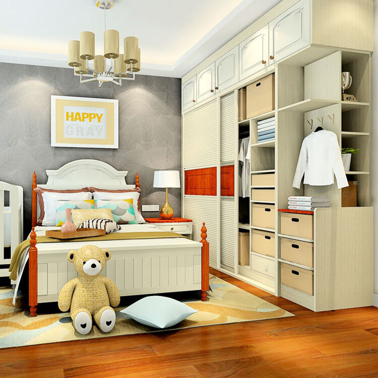 尚品宅配衣柜 田园风格大衣柜推拉门衣柜定制多功能组合衣柜 预付金