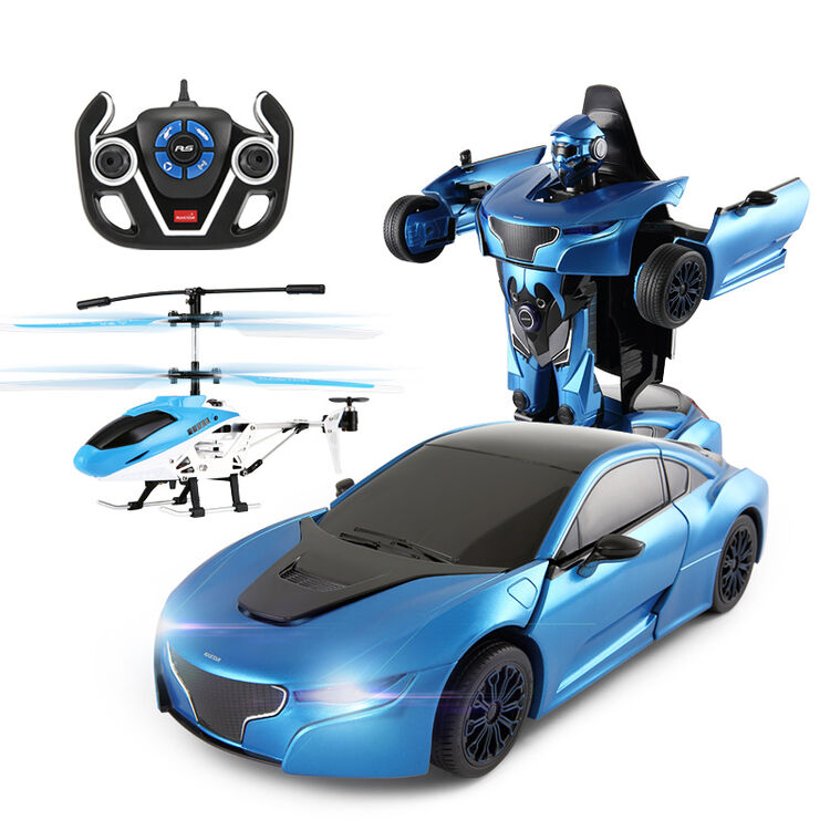 rastar星辉 变形遥控车 rs战警遥控变形汽车机器人儿童玩具车 蓝色带