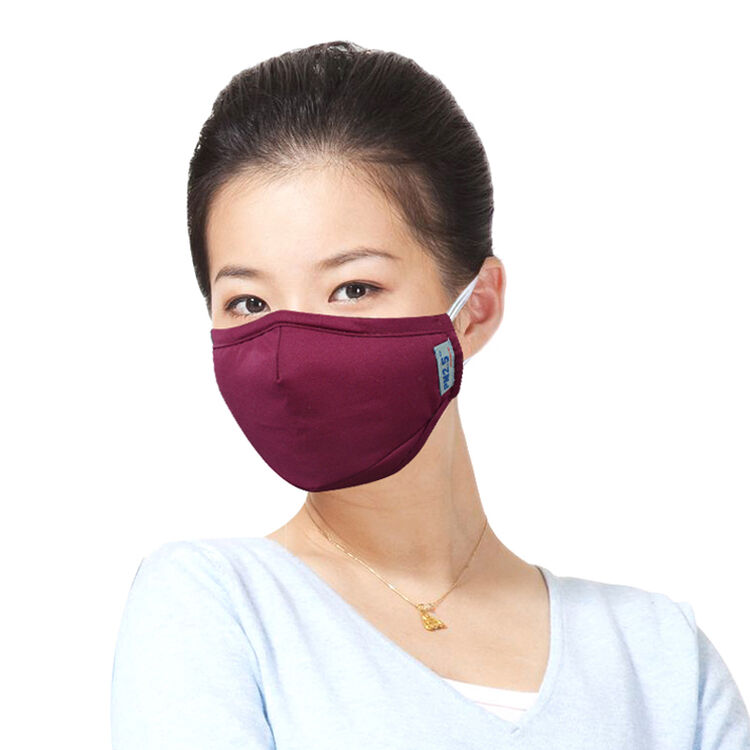 绿盾 口罩防雾霾防尘防pm2.5防流感棉布透气可水洗男女口罩 酒红m