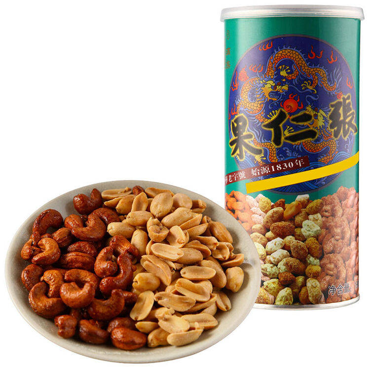 果仁张 天津特产 (净香花生仁 琥珀腰果仁) 休闲零食 坚果炒货 罐装