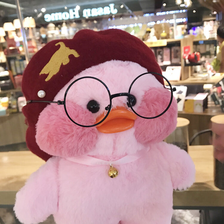 浩仪大鸭玻尿酸鸭丑萌腮红鸭嘟嘟嘴粉色创意礼物 大粉鸭送红色羊毛帽