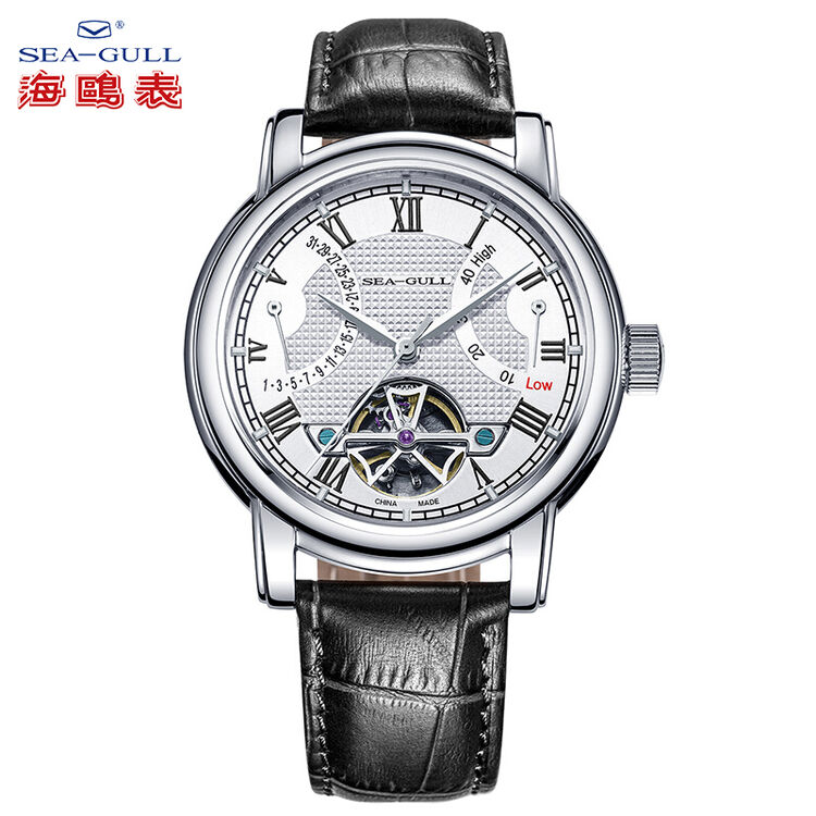 海鸥表(sea-gull)男表机械男士手表镂空多功能皮带表